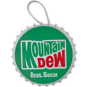 Mountain Dew Metal Bottle Cap Holiday Ornament 5 Inches Tall Green by Ruz